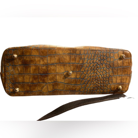 Valentina Italia Vintage Italian Crocodile Alligator Reptile Brown Purse Bag EUC - Picture 11 of 16